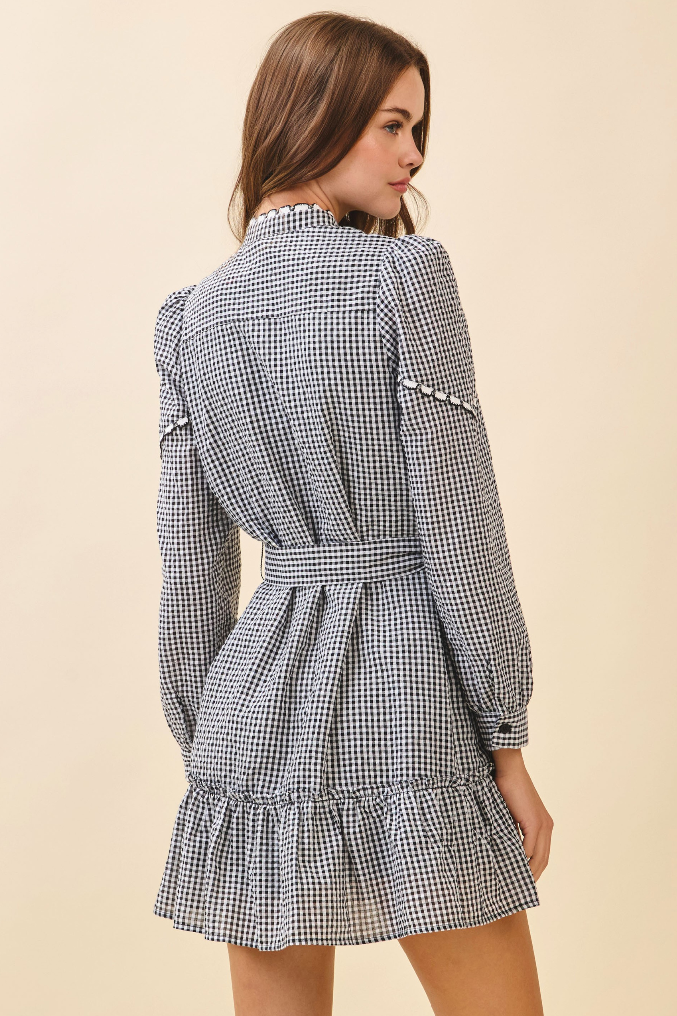 Prairie style Black white gingham Kit Dress