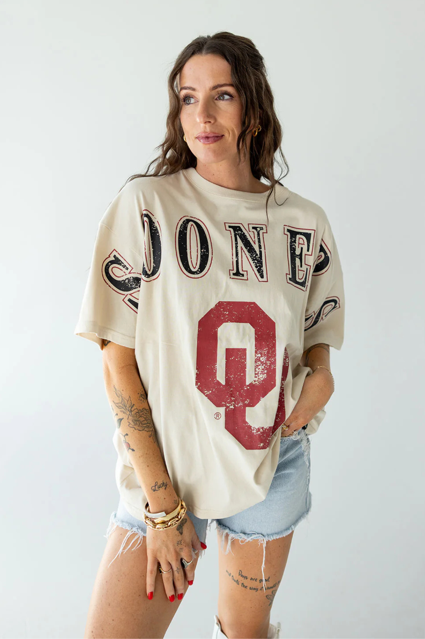 Oklahoma Southern Split Oversized Tee in Oatmeal