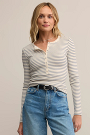 Z Supply: Stella Stripe Henley in Crystal
