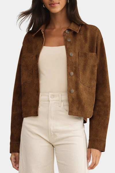 Z Supply: All Day Cropped Suede Jacket in Coconut - J. Cole