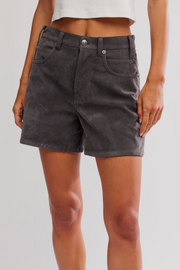 Free People: Tippi Vegan Suede Short in Dark Grey
