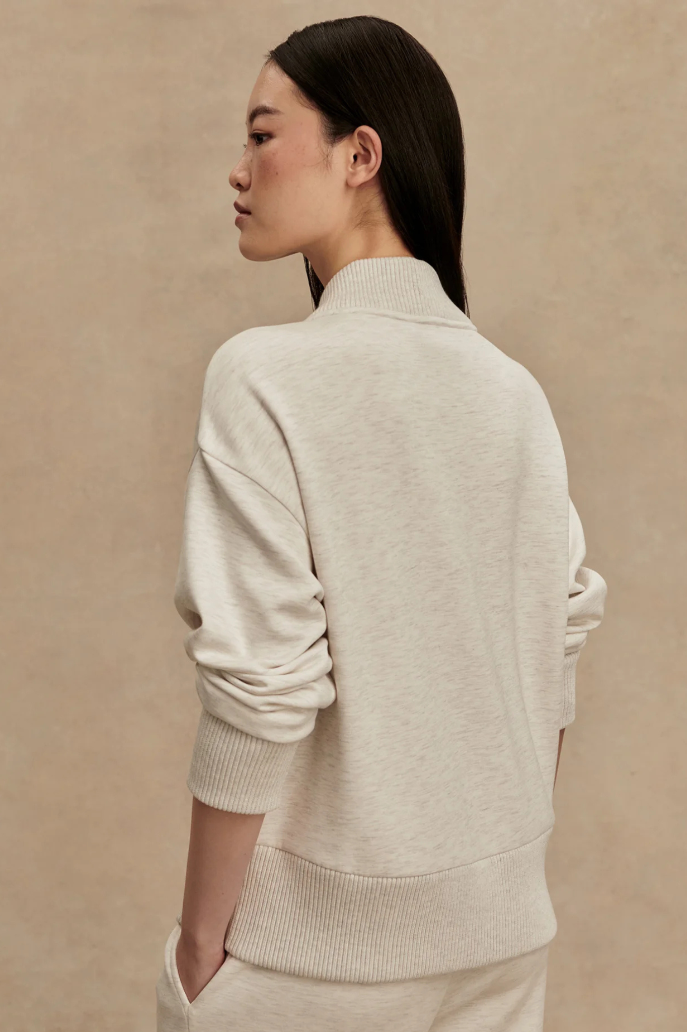 Varley: Sally Half Zip Sweat in Ivory
