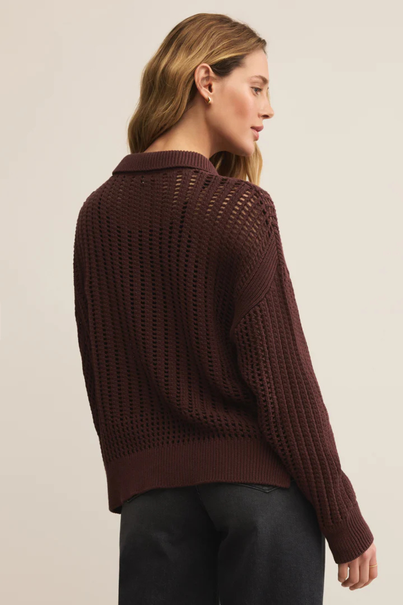 Z Supply: Looking Glass Polo Sweater in Sandalwood