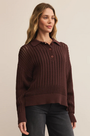 Z Supply: Looking Glass Polo Sweater in Sandalwood