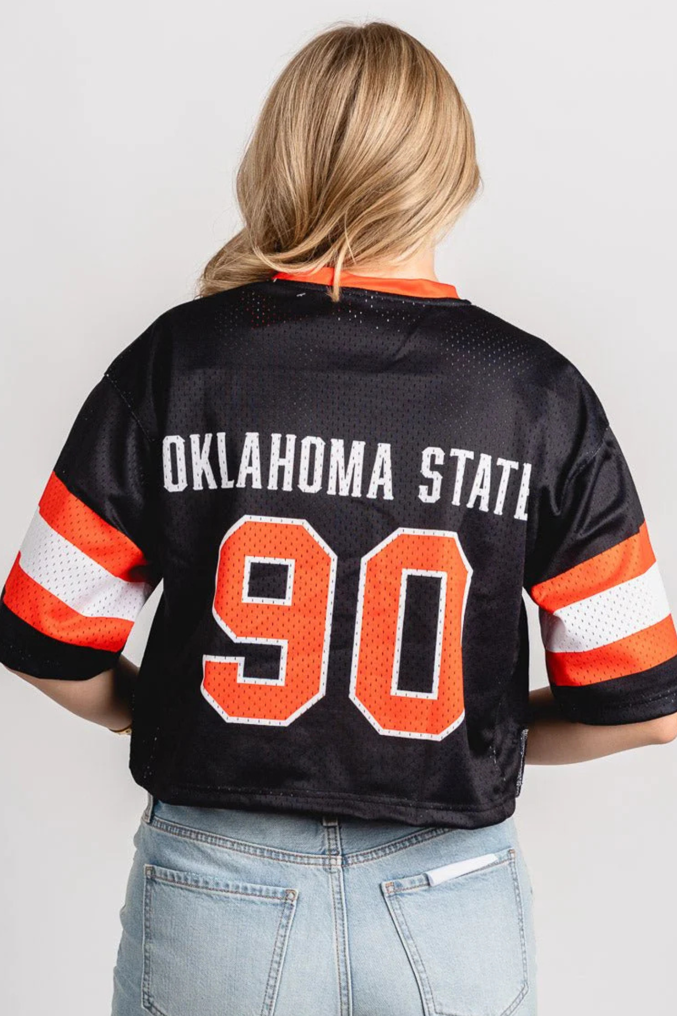 Hype and Vice: Oklahoma State Football Cropped Jersey in Black
