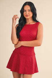 Poka Dot mini work out dress in red