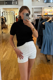 She+Sky Studded Knit Shorts Off White