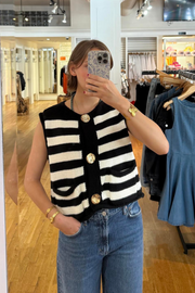 She+Sky Striped Knit Sweater Vest
