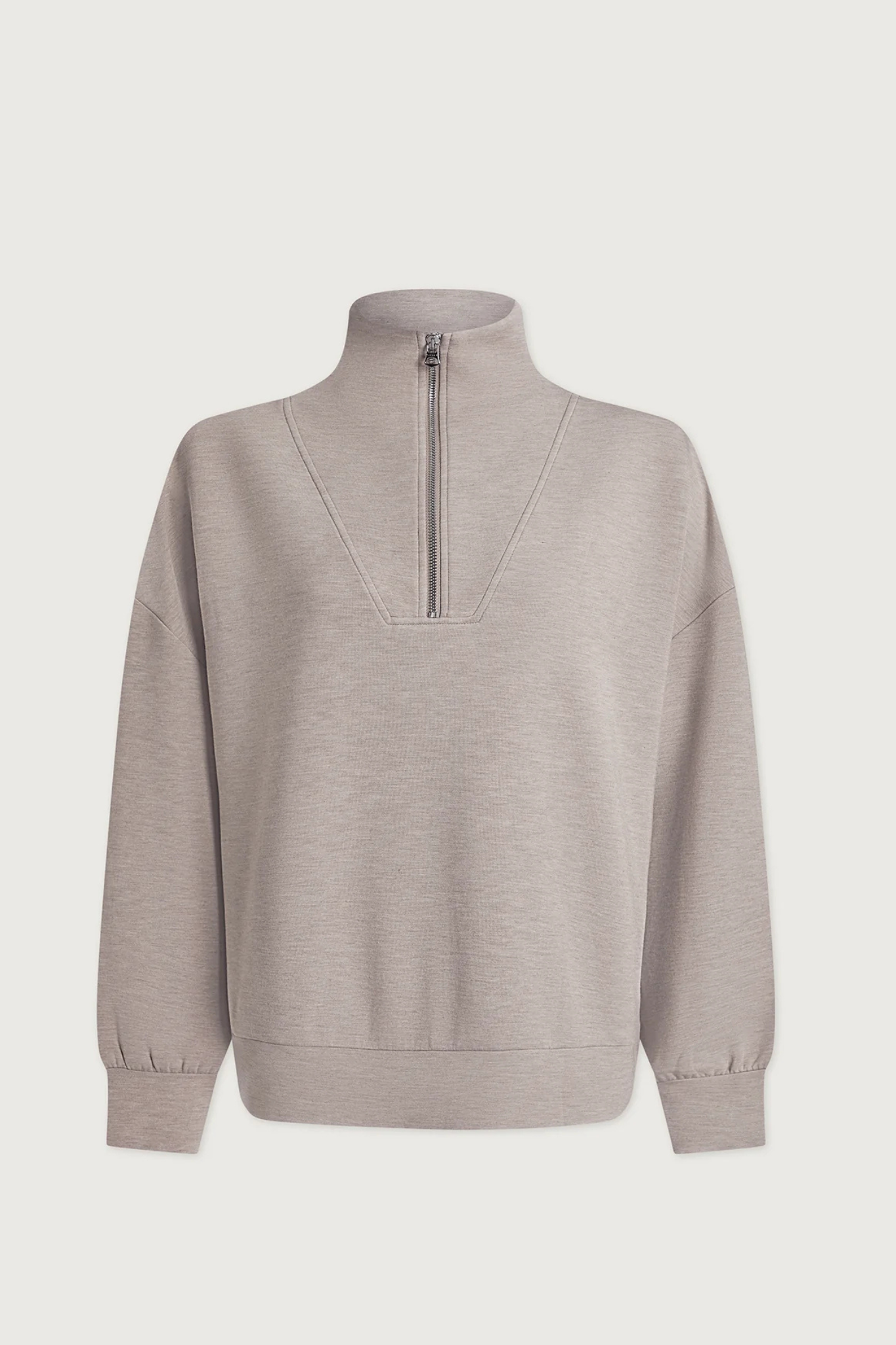 Varley: Hawley Half Zip Sweatshirt in Taupe Marl