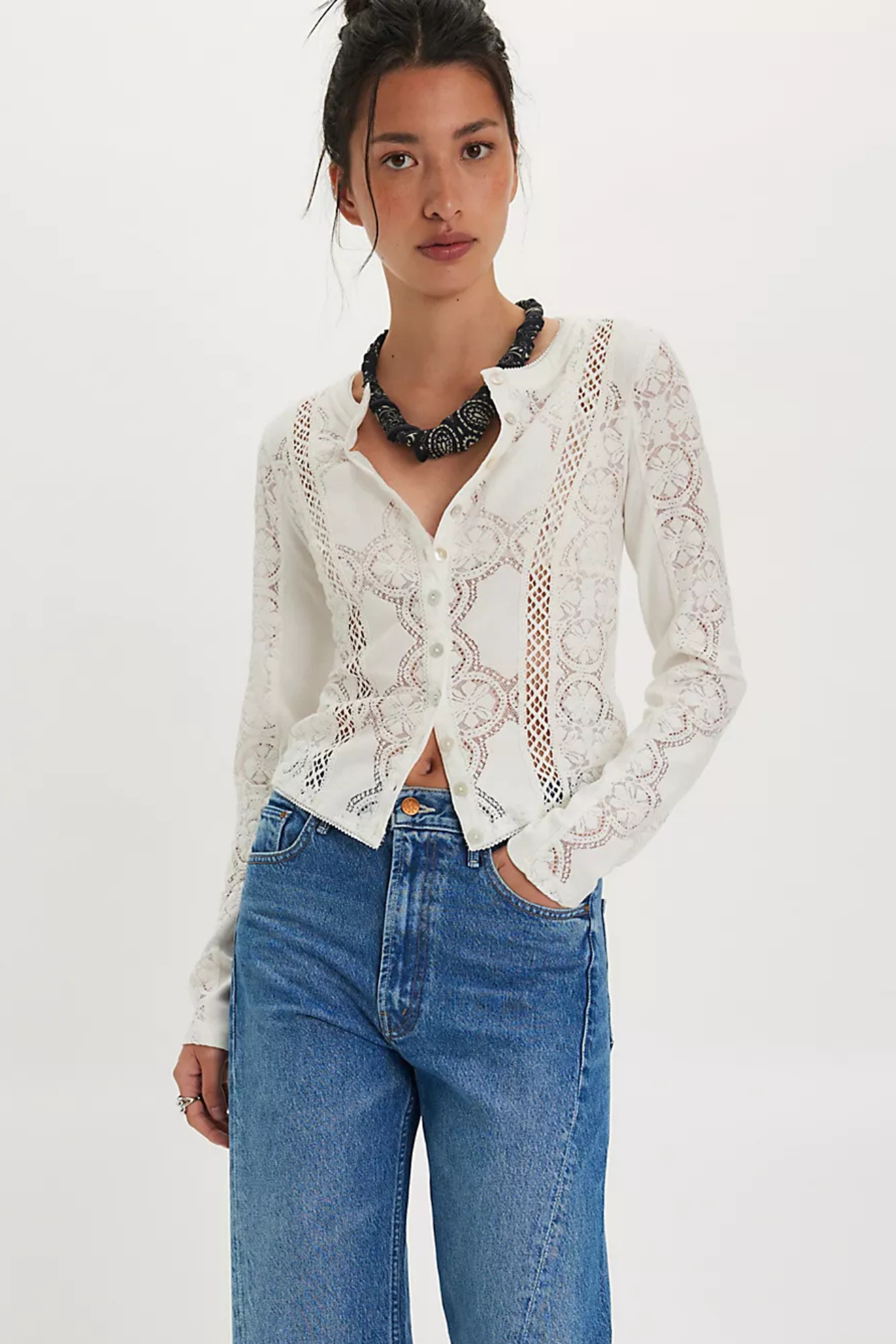 Free People: JAE Knit Long Sleeve Top in Sugar Swizzle