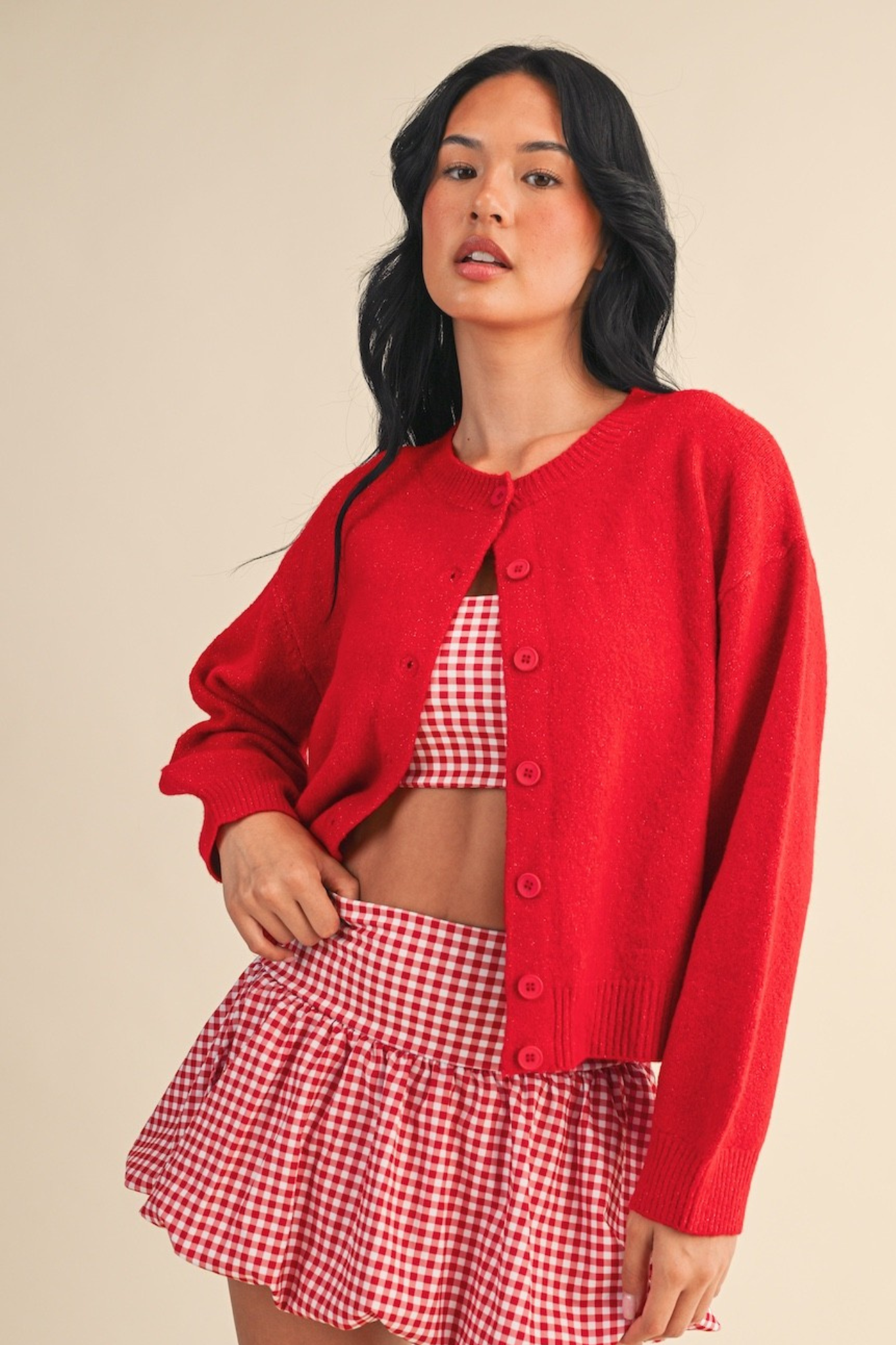 Betsy Cardigan Sweater in Red