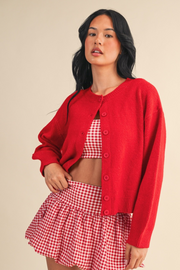 Betsy Cardigan Sweater in Red