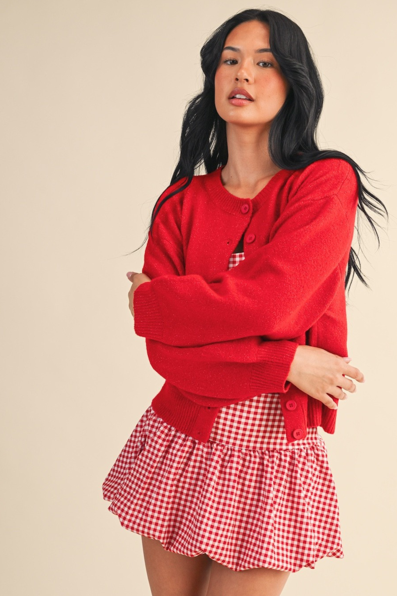 Betsy Cardigan Sweater in Red