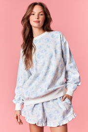 Peach Love: Rose Bloom Sweatshirt in Lt. Blue