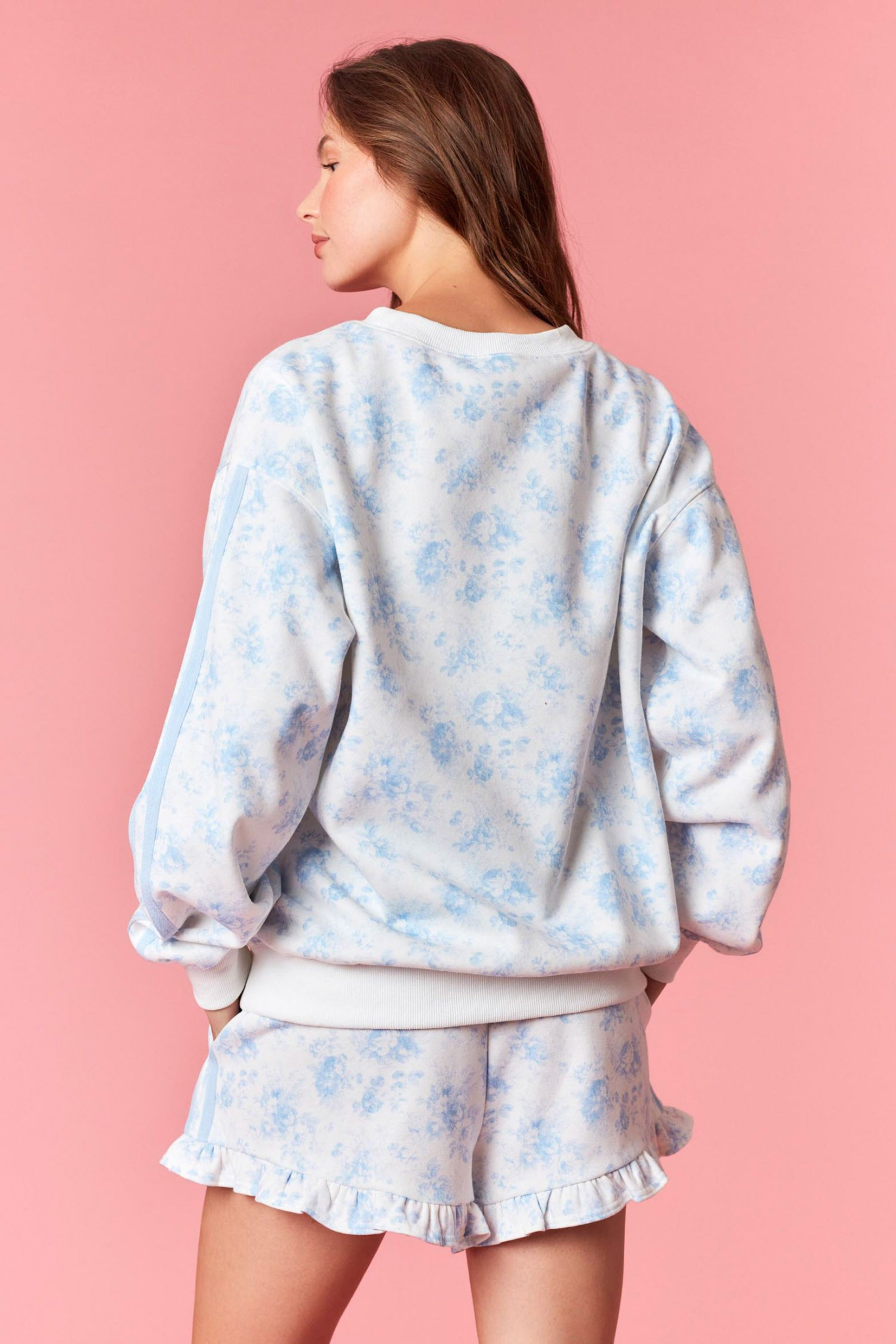 Peach Love: Rose Bloom Sweatshirt in Lt. Blue