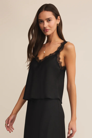 Z Supply: Uma Lace Satin Cami in Black