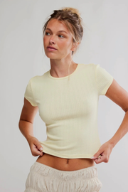 Free People: Wait A Minute Baby Tee in Banana Cream