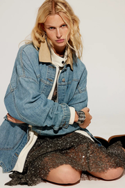 Free People: Lemon Denim Jacket in Berry Blues