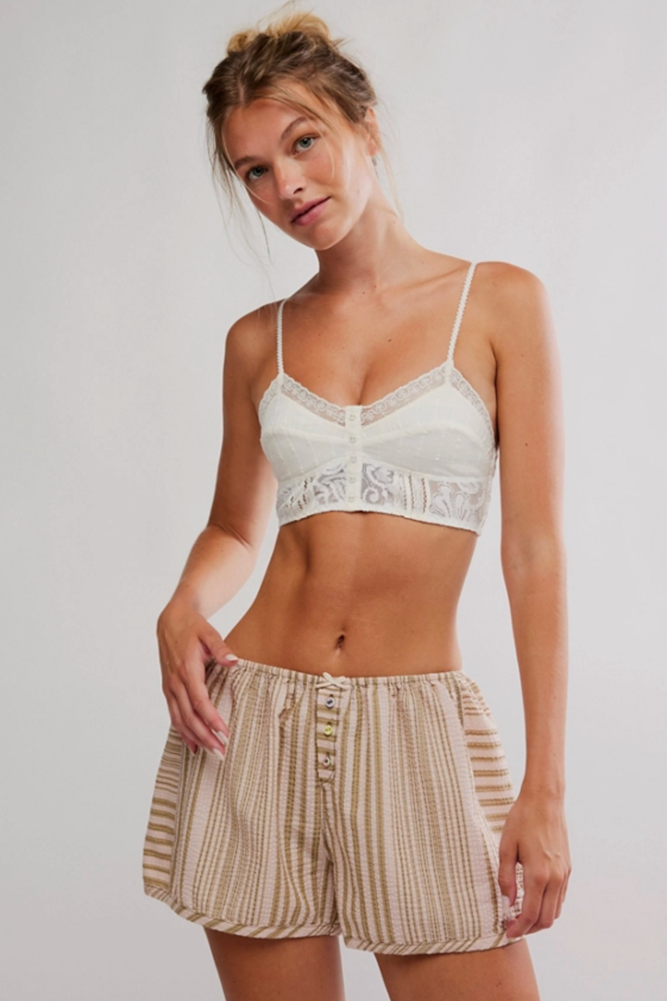Free People: Home by 8 Boxer in Sage Combo