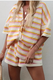 Boardwalk Colorblock Short Set in Yellow/Pink