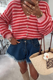 Slouchy Cardigan in Pink/Red