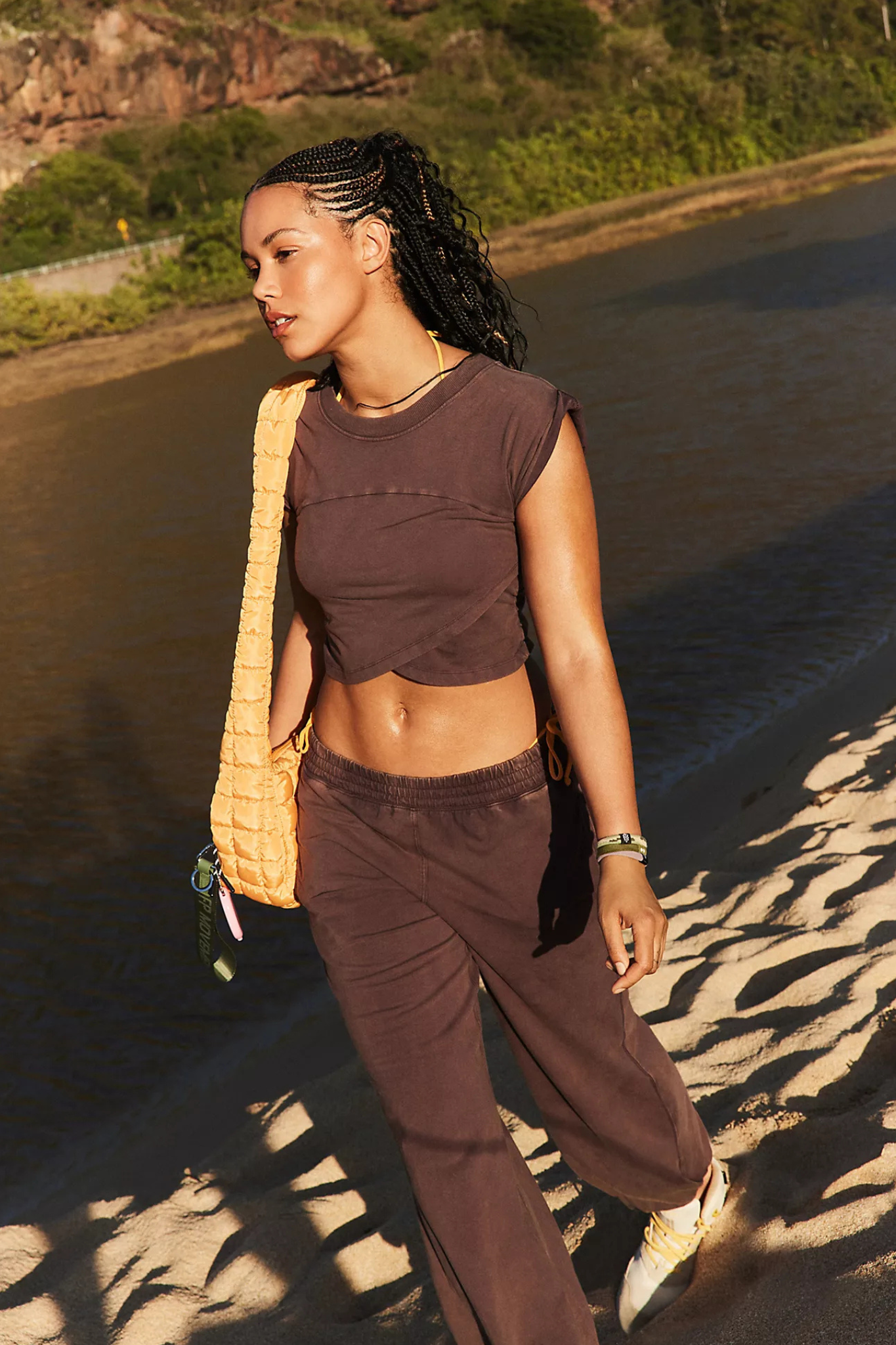 Free People Movement: Hot Shot Crossover Set in Chocolate