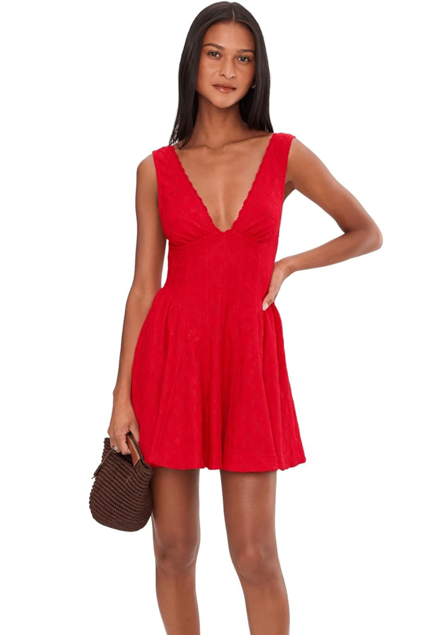 Free People: Can't Help It Mini Dress in High Risk Pepper