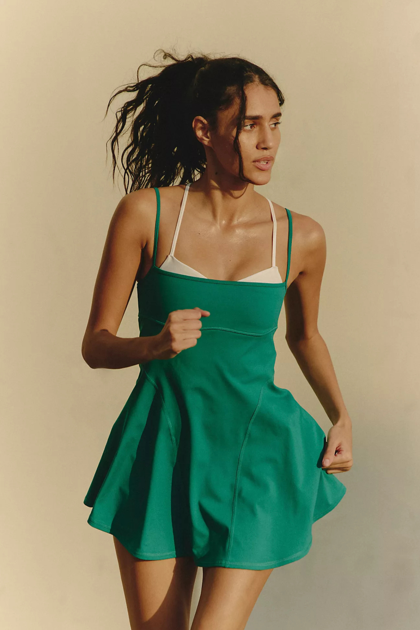 Free People Movement: Baseline Tennis Dress in Green Glow Combo