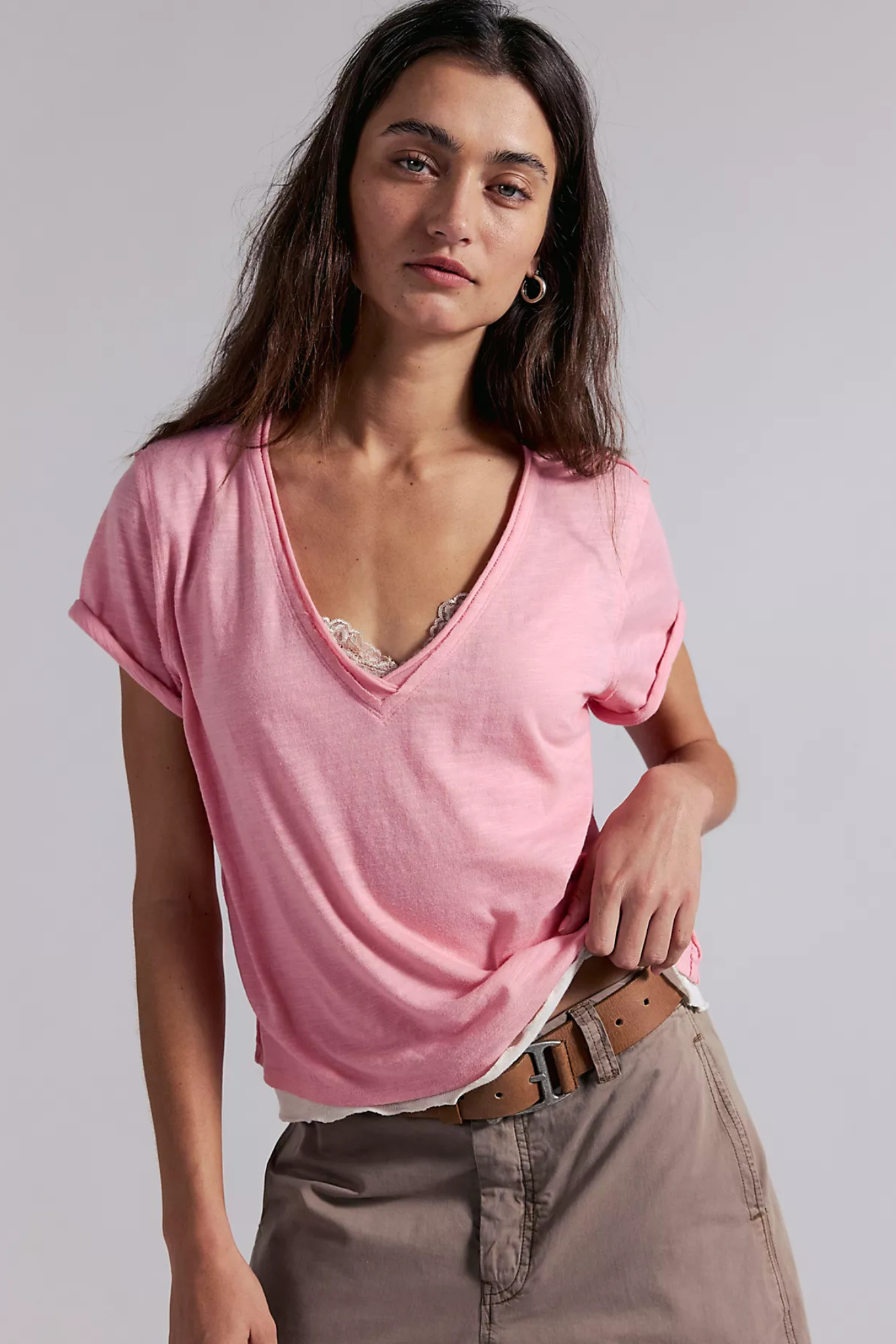 Free People: Take 2 Tee in Rose Oil