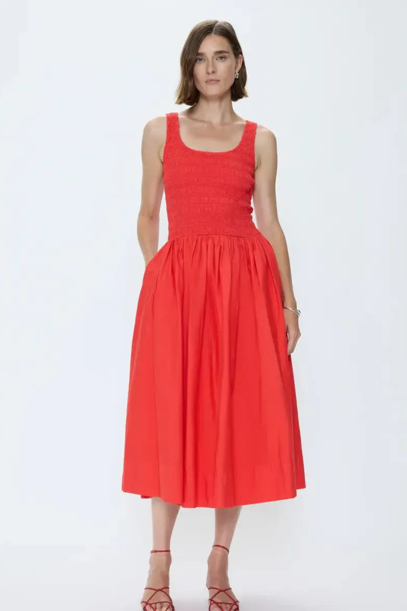 Pistola: Alessia Smocked Dress in Maraschino