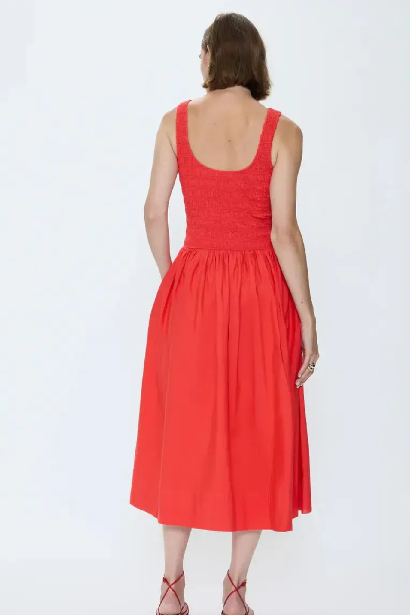 Pistola: Alessia Smocked Dress in Maraschino