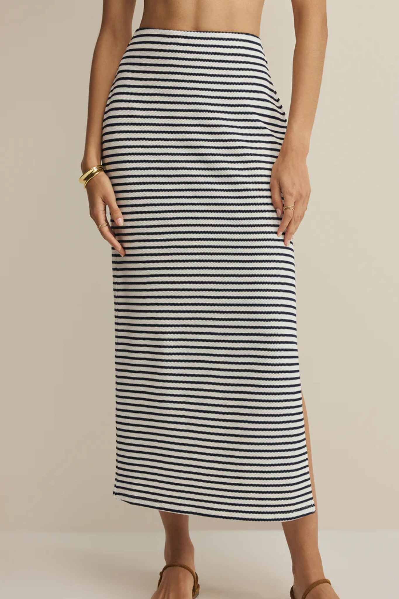Z Supply: Ainslie Stripe Midi Skirt in Eclipse