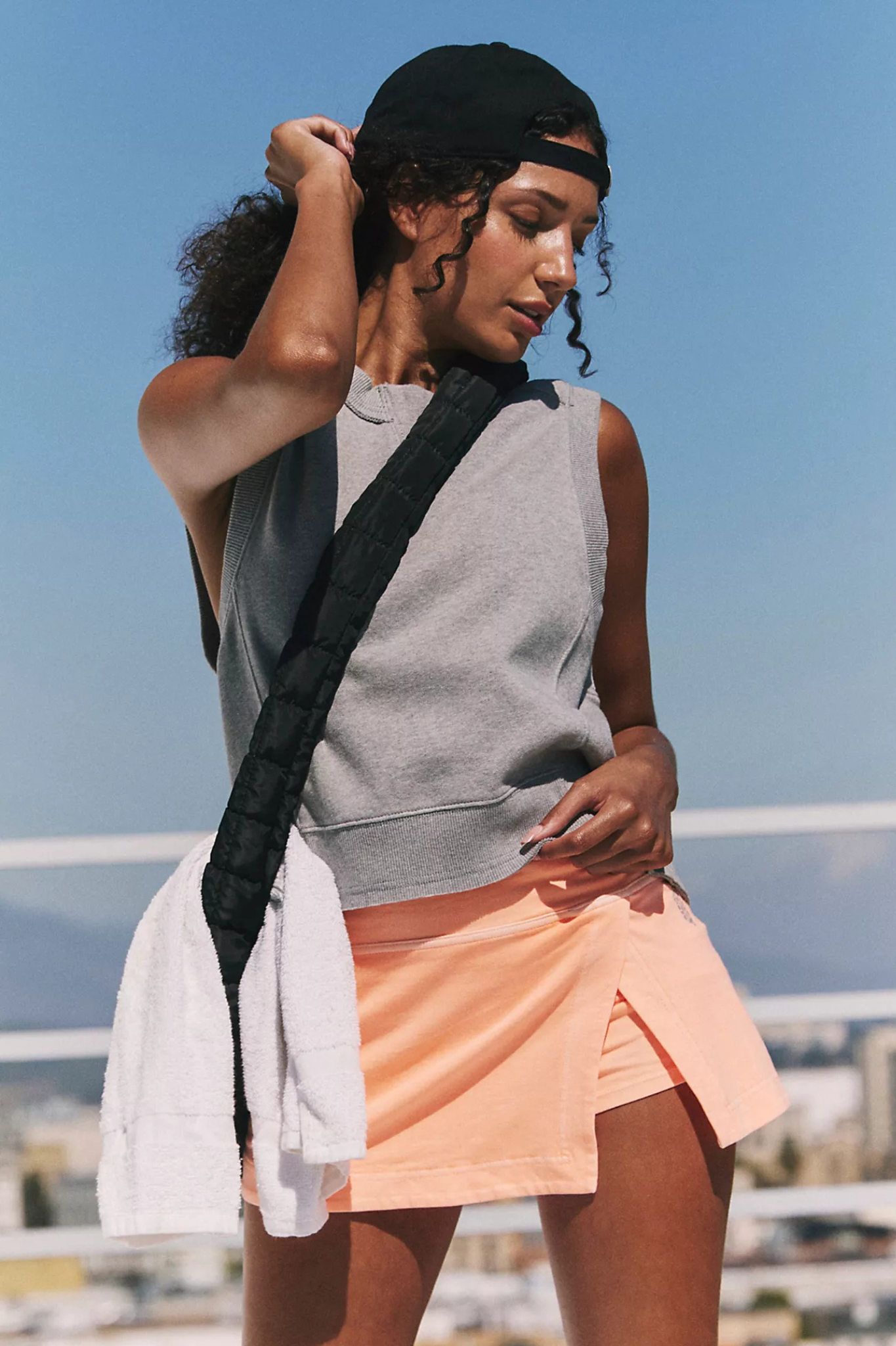 Free People Movement: Hot Shot Mini Skort in Pastel Peach