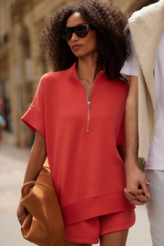 Varley: Ritchie Short Sleeve Sweat in Summer Fig