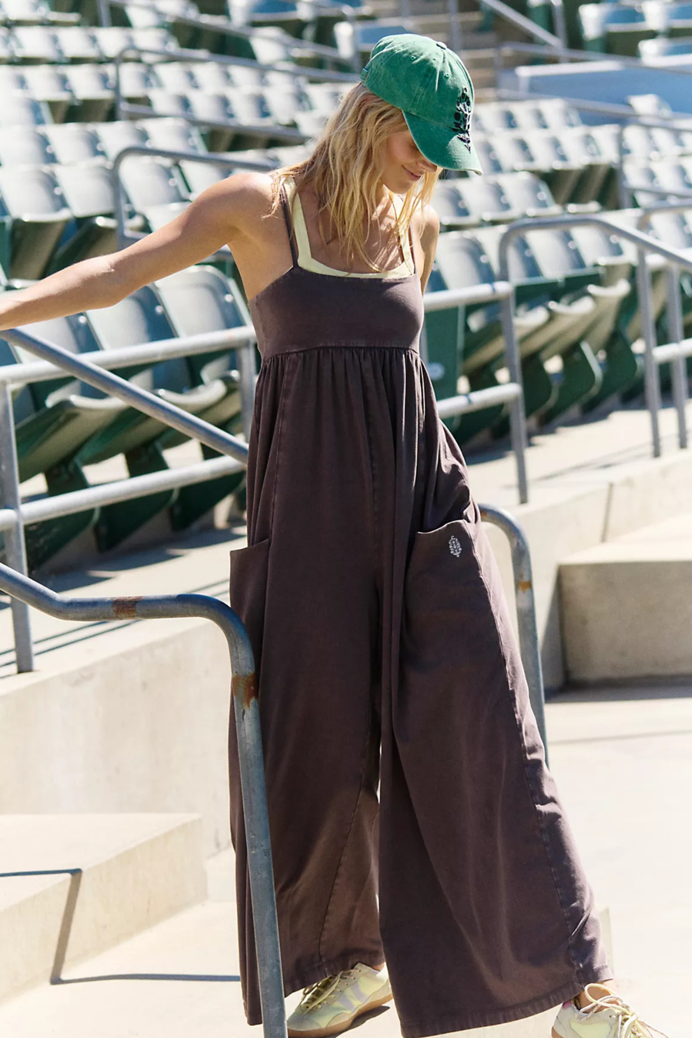 Free People Movement: Hot Shot Strappy Onsie in Chocolate