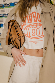LivyLu: OSU Cowboys Campus Classic Cropped tee in Off White