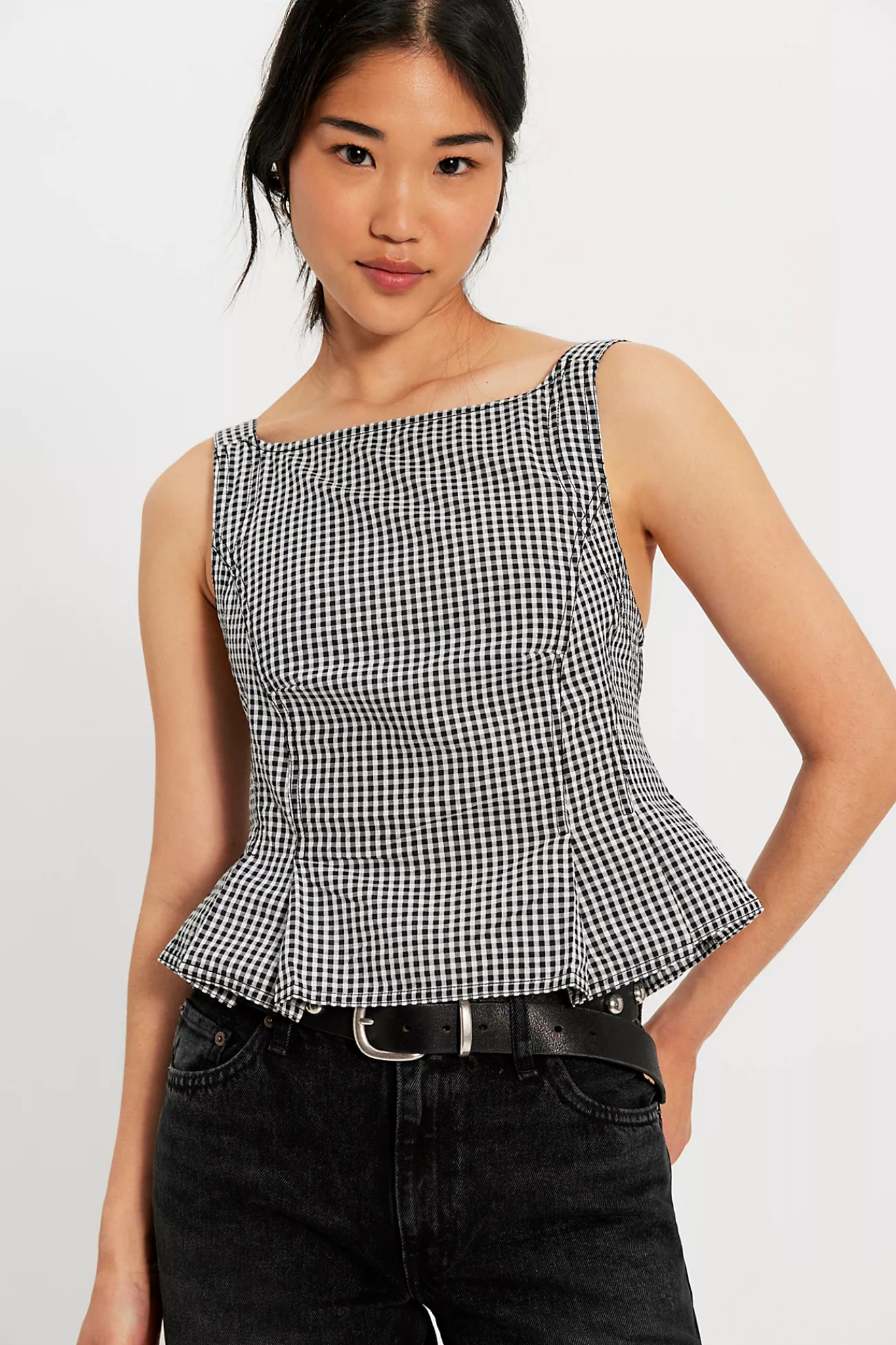 Free People: Sunfaded Top in Black and White Combo