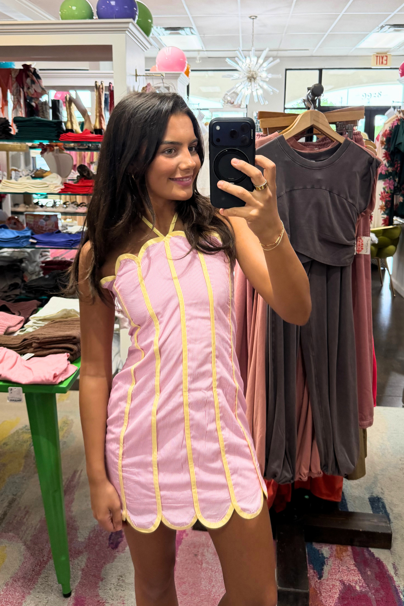 Miria Piping Detail Halter Neck Mini Dress