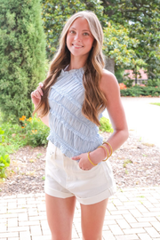 Free People: Pink Sands Smocked Top in Dew Shine