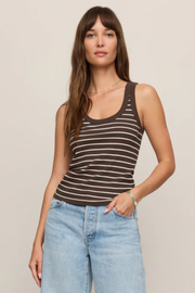Z Supply: Rowe Striped Scoop Tank in Dark Chocolate