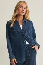 Z Supply: All Day Knit Denim Jacket in Air Indigo