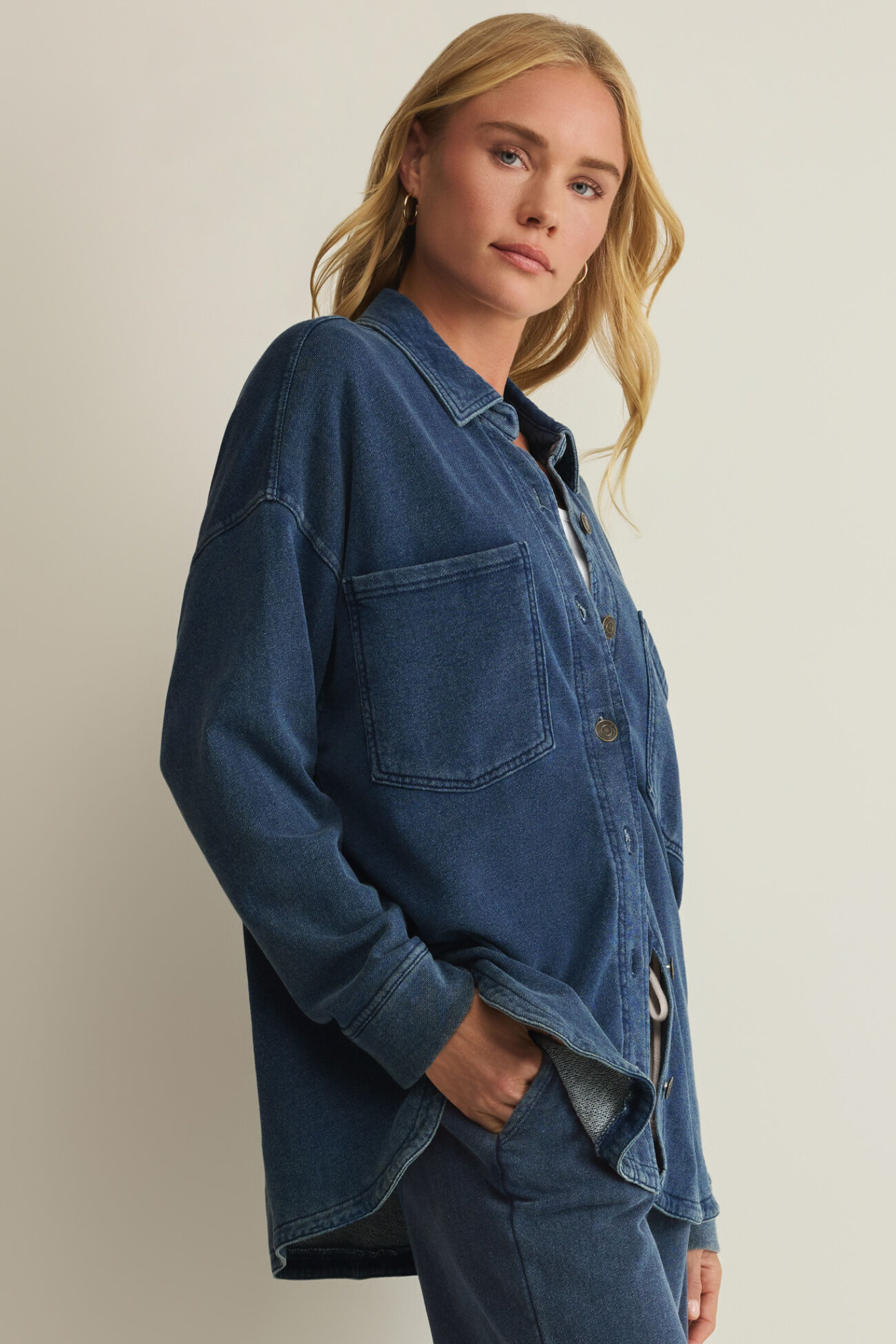 Z Supply: All Day Knit Denim Jacket in Air Indigo