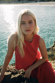 Z Supply: Sloane Linen Top in Chili Pepper