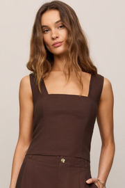 Z Supply: Magnolia Linen Top in Chocolate Cherry
