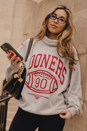 LivyLu: OU Sooners Campus Classic Roll Neck Sweatshirt in Grey