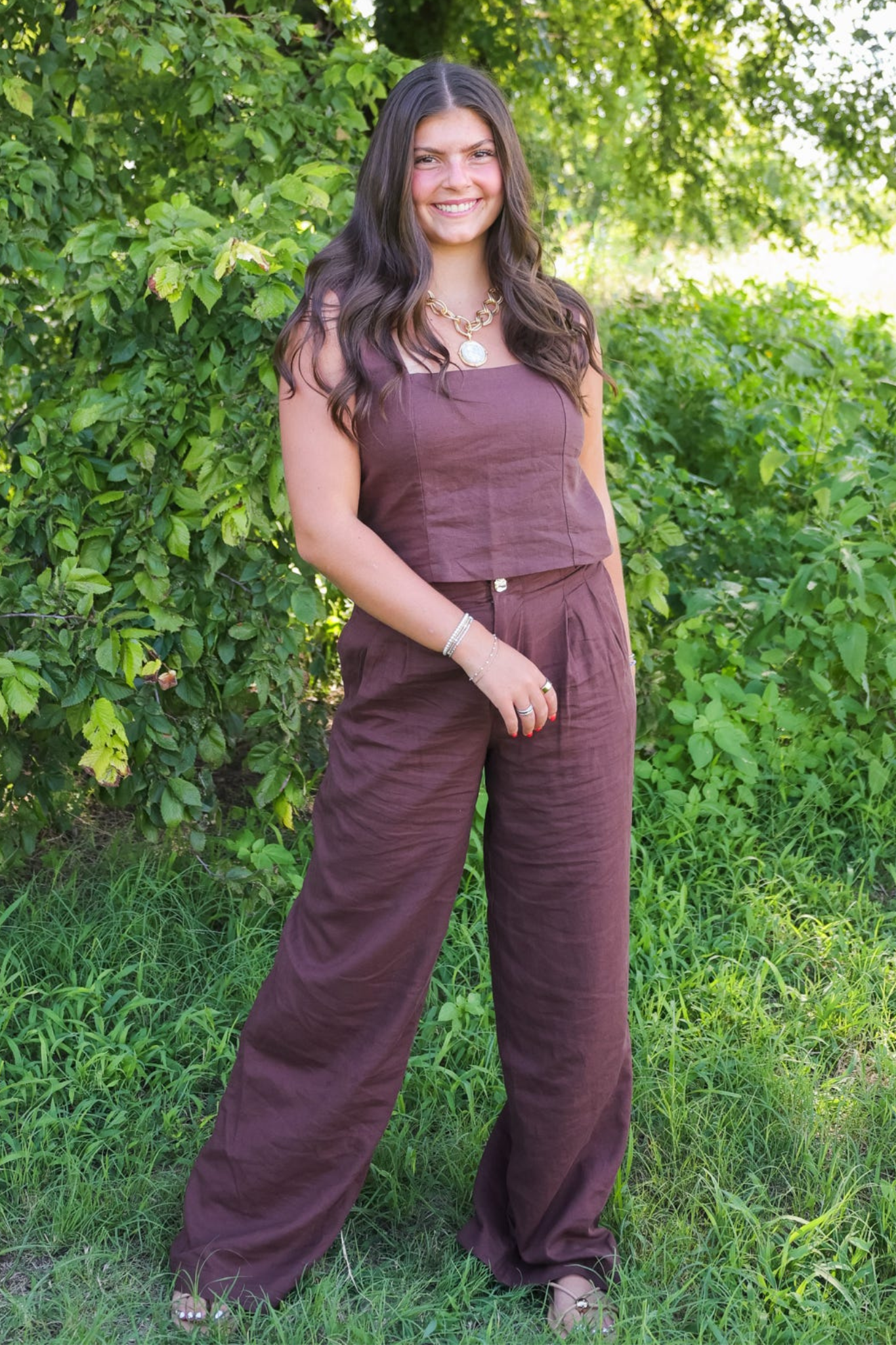 Z Supply: Magnolia Linen Pant in Chocolate Cherry