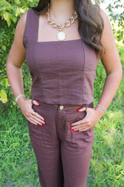 Z Supply: Magnolia Linen Top in Chocolate Cherry