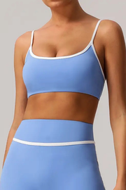 Sodalemon Women's Color Block Sports Bra in Blue