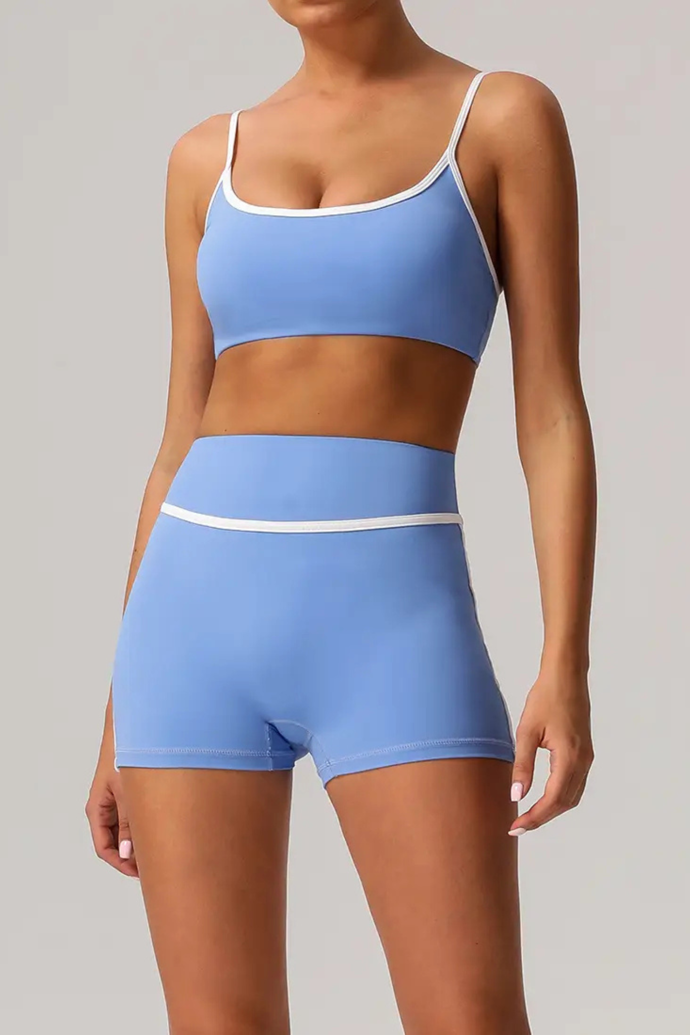 Sodalemon Women's Color Block Biker Shorts in Blue