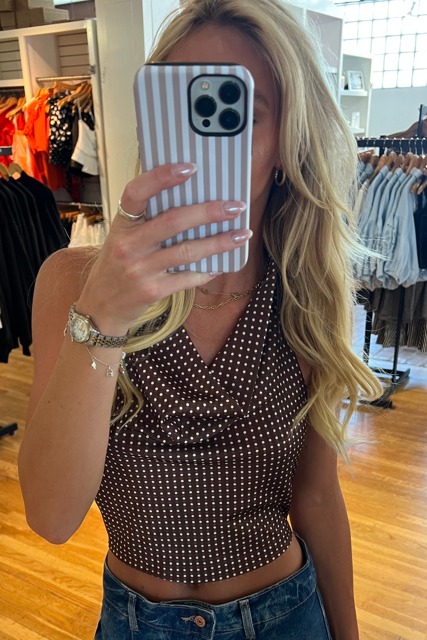 polka dot top at jcole shoes tulsa